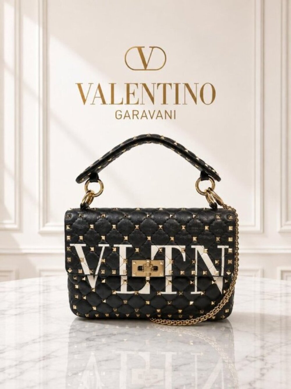 Authentic Valentino VLTN Rockstud Spike Shoulder Bag